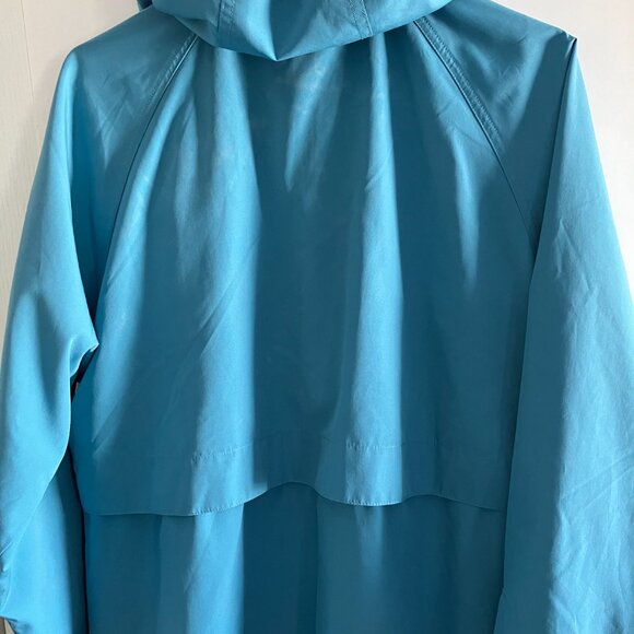 L.L. Bean Vintage Teal Trench Long Raincoat Womens Medium Removable Hood READ - Picture 10 of 15